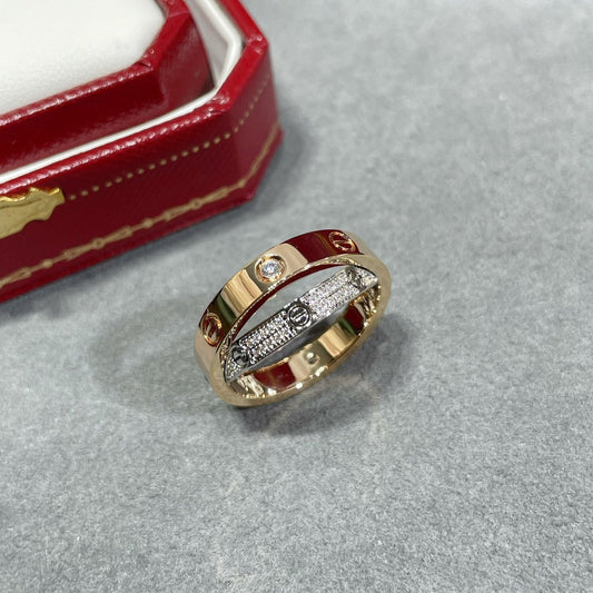 [ELAN LUXE]LOVE PINK GOLD SILVER DIAMOND DOUBLE RING