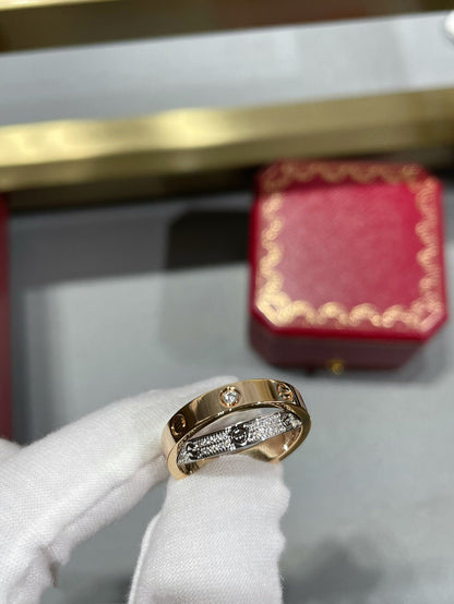 [ELAN LUXE]LOVE PINK GOLD SILVER DIAMOND DOUBLE RING