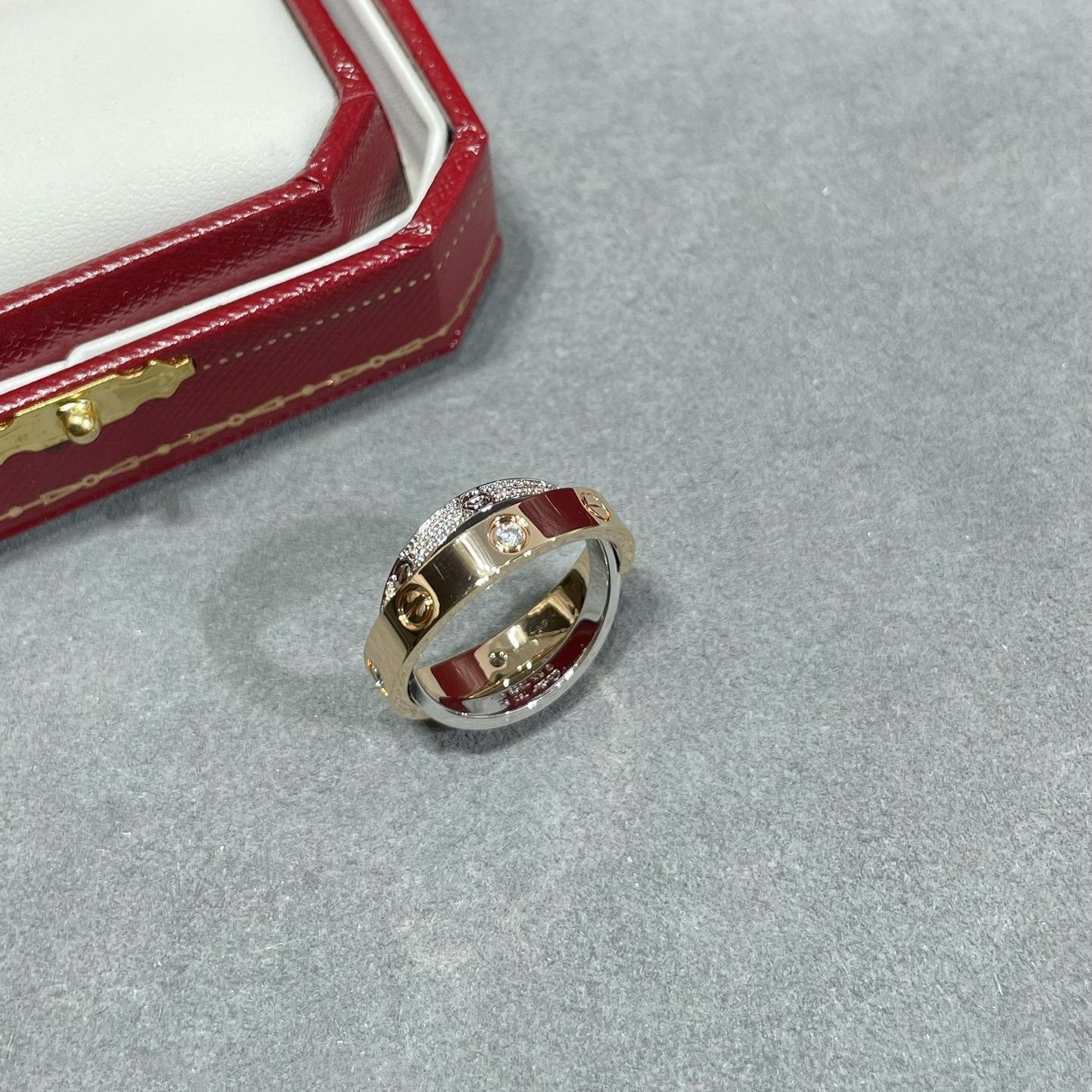 [ELAN LUXE]LOVE PINK GOLD SILVER DIAMOND DOUBLE RING