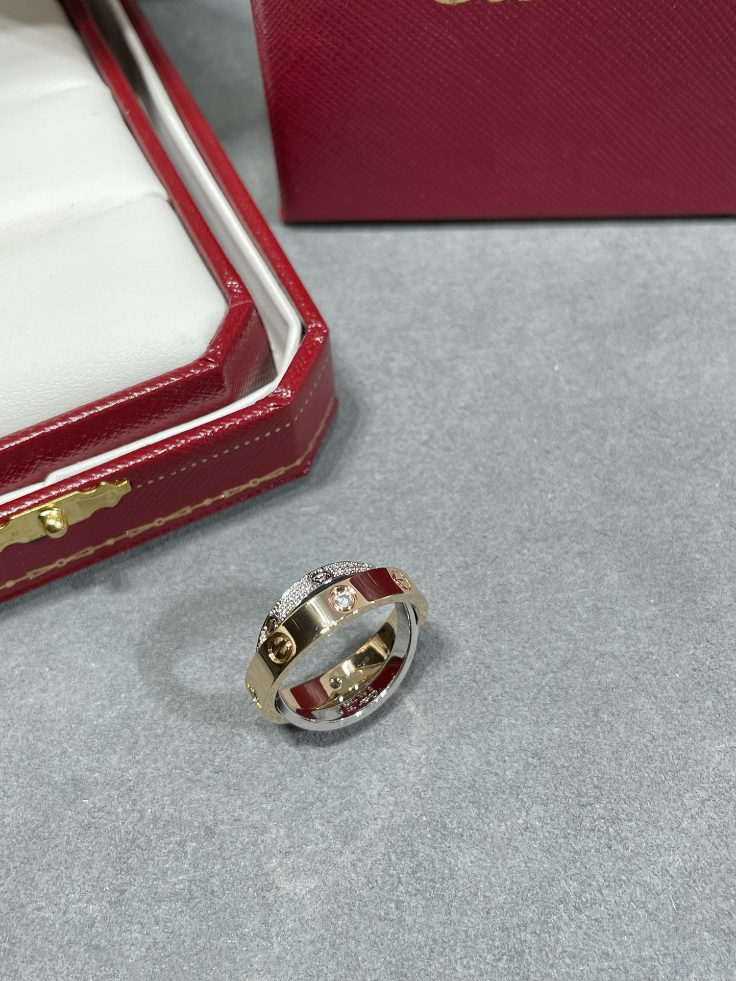 [ELAN LUXE]LOVE PINK GOLD SILVER DIAMOND DOUBLE RING