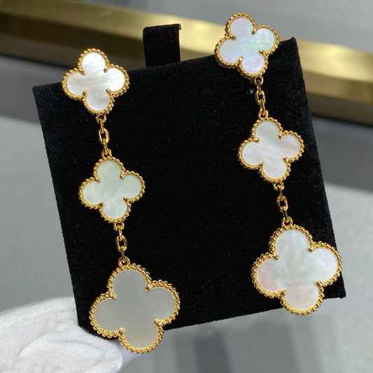 [ELAN LUXE]CLOVER MOP 3 MOTIFS GOLD EARRINGS