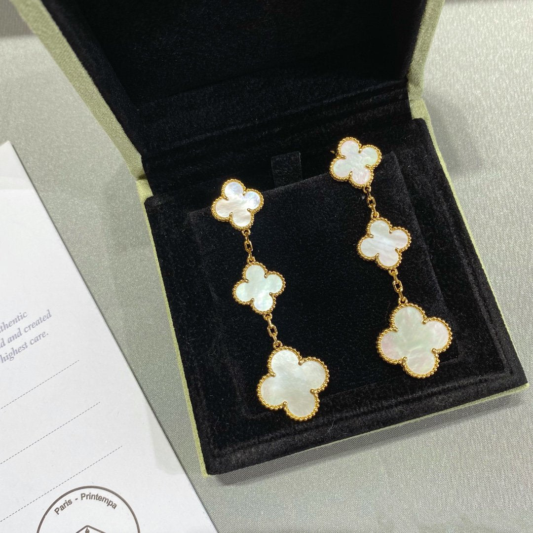 [ELAN LUXE]CLOVER MOP 3 MOTIFS GOLD EARRINGS