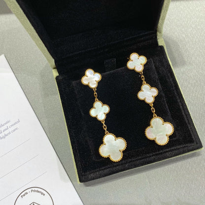 [ELAN LUXE]CLOVER MOP 3 MOTIFS GOLD EARRINGS