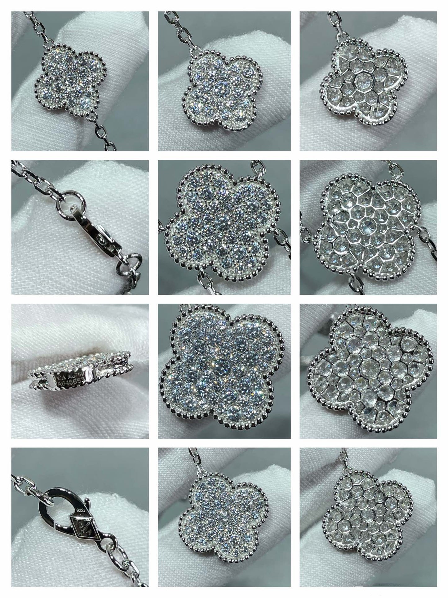 [ELAN LUXE]CLOVER 6 MOTIF DIAMOND PAVED NECKLACE