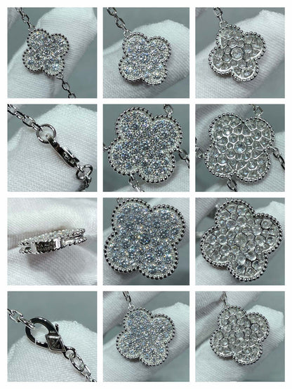 [ELAN LUXE]CLOVER 6 MOTIF DIAMOND PAVED NECKLACE