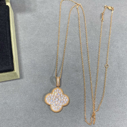 [ELAN LUXE]CLOVER 25MM LARGE PEDANT DIAMOND PAVED LONG NECKLACE
