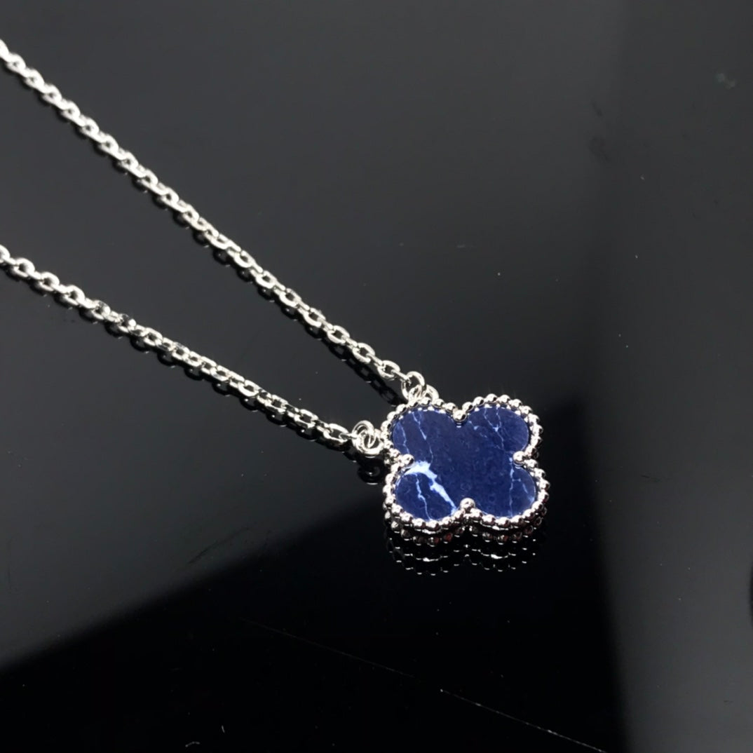 [ELAN LUXE]CLOVER PIETERSITE SILVER LONG NECKLACE