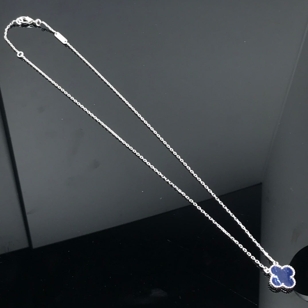 [ELAN LUXE]CLOVER PIETERSITE SILVER LONG NECKLACE