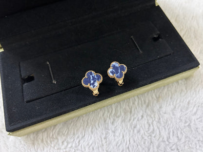 [ELAN LUXE]CLOVER PIETERSITE MEDIUM STUD EARRINGS