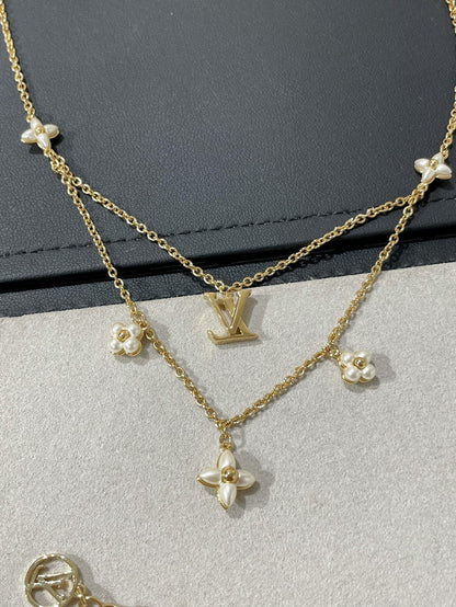 [ELAN LUXE]FLOWERGRAM GOLD MOP DOUBLE ROW NECKLACE