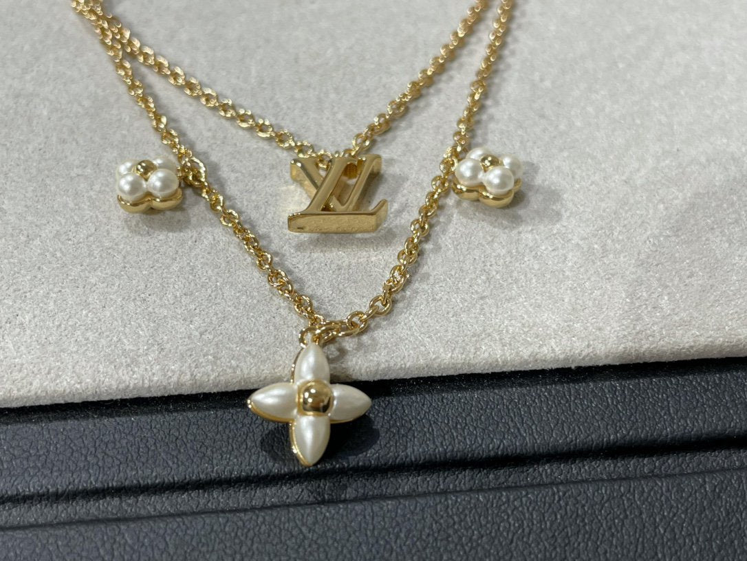 [ELAN LUXE]FLOWERGRAM GOLD MOP DOUBLE ROW NECKLACE