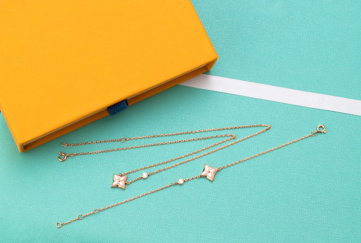 [ELAN LUXE]STAR PINK MOP 1 DIAMOND PINK GOLD NECKLACE