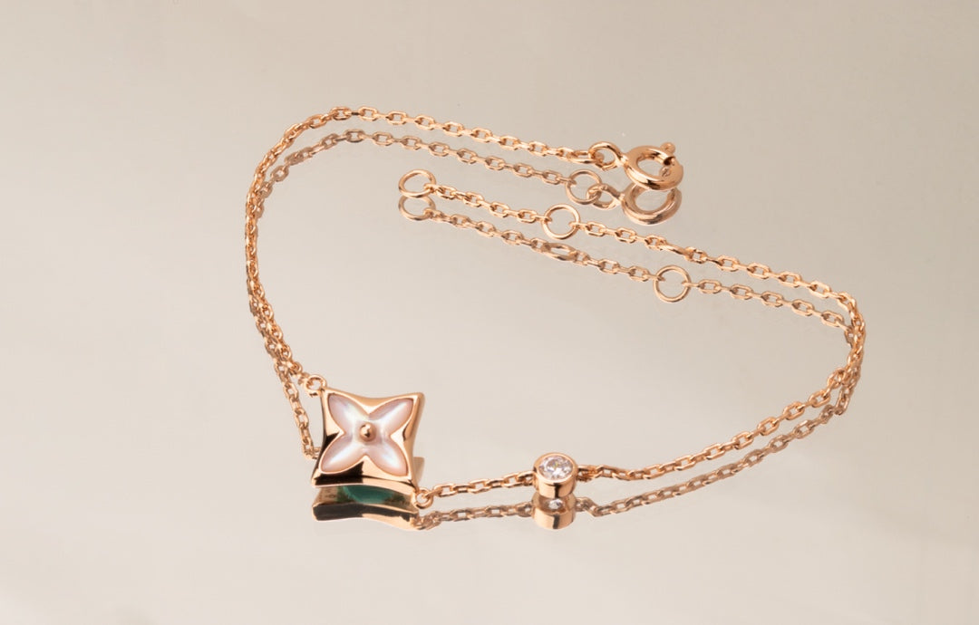 [ELAN LUXE]STAR PINK MOP 1 DIAMOND PINK GOLD NECKLACE