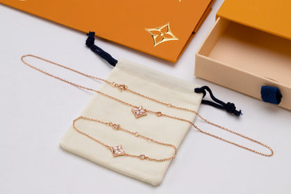 [ELAN LUXE]STAR PINK MOP 1 DIAMOND PINK GOLD NECKLACE