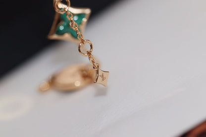[ELAN LUXE]STAR AND SUN 4 MOTIF PINK GOLD MALACHITE BRACELET