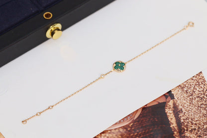 [ELAN LUXE]STAR AND SUN 4 MOTIF PINK GOLD MALACHITE BRACELET