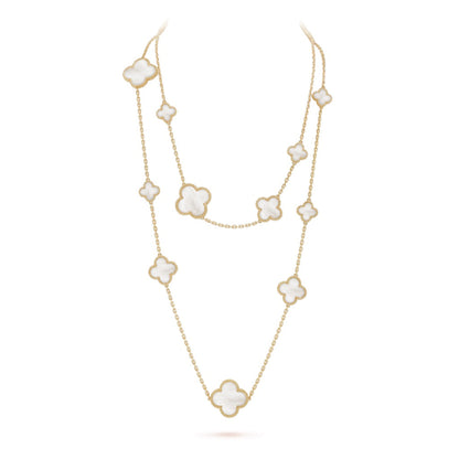 [ELAN LUXE]CLOVER 16 MOTIF WHITE MOP GOLD NECKLACE