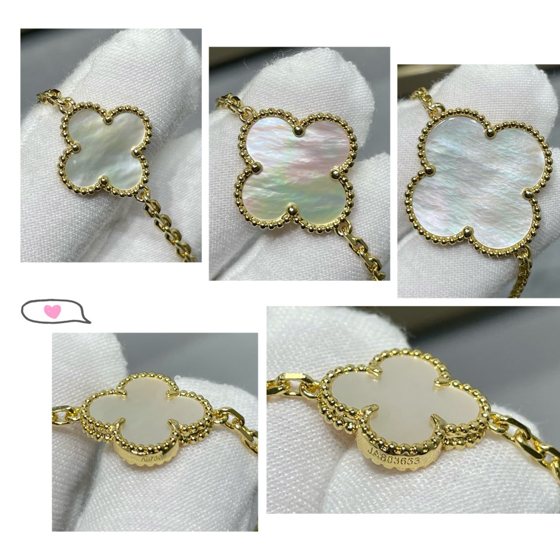 [ELAN LUXE]CLOVER 16 MOTIF WHITE MOP GOLD NECKLACE
