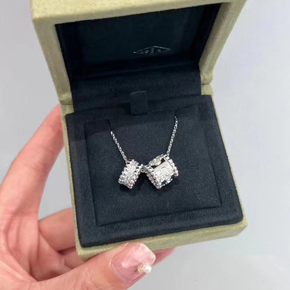 [ELAN LUXE]PERLEE DOUBLE PENDANT SILVER DIAMOND NECKLACE