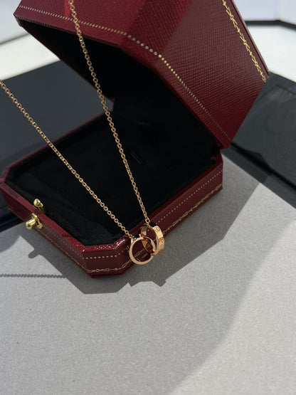 [ELAN LUXE]LOVE NECKLACE DOUBLE RING PINK GOLD