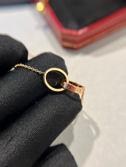 [ELAN LUXE]LOVE NECKLACE DOUBLE RING PINK GOLD