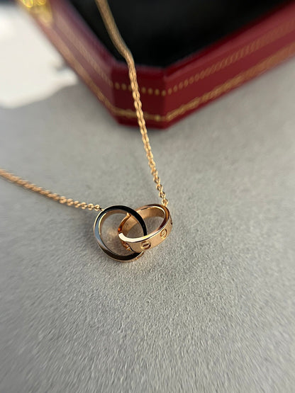 [ELAN LUXE]LOVE NECKLACE DOUBLE RING PINK GOLD