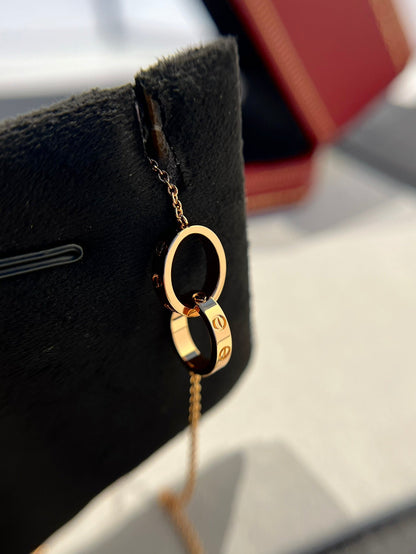 [ELAN LUXE]LOVE NECKLACE DOUBLE RING PINK GOLD