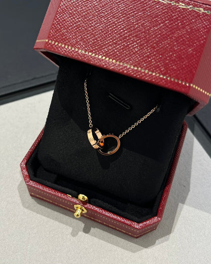 [ELAN LUXE]LOVE NECKLACE DOUBLE RING PINK GOLD