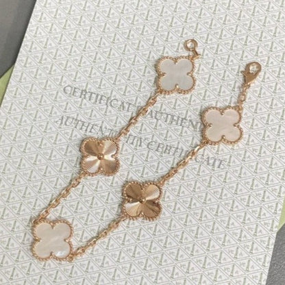 [ELAN LUXE]CLOVER BRACELET 5 MOTIF WHITE MOP PINK GOLD