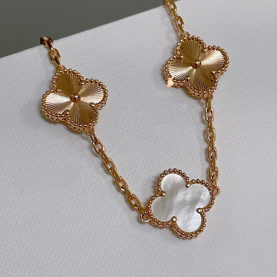 [ELAN LUXE]CLOVER BRACELET 5 MOTIF WHITE MOP PINK GOLD