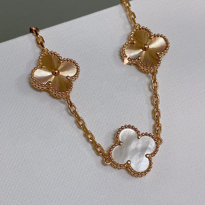 [ELAN LUXE]CLOVER BRACELET 5 MOTIF WHITE MOP PINK GOLD