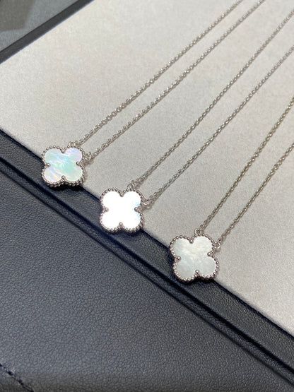 [ELAN LUXE]CLOVER MEDIUM SILVER WHITE MOP NECKLACE