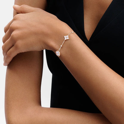 [ELAN LUXE]STAR AND SUN 4 MOTIF WHITE MOP PINK GOLD BRACELET