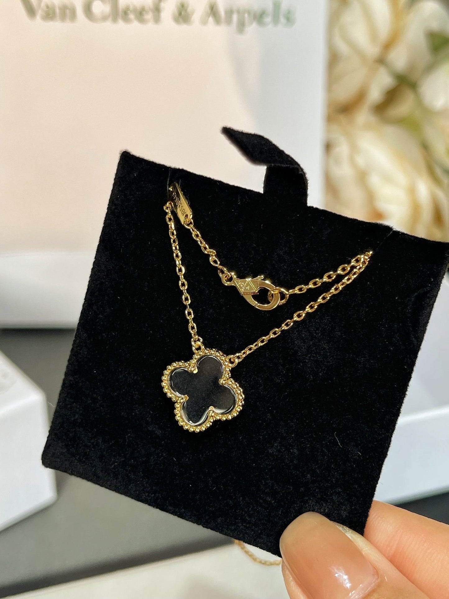 [ELAN LUXE]CLOVER ROCK CRYSTAL ROSE GOLD NECKLACE