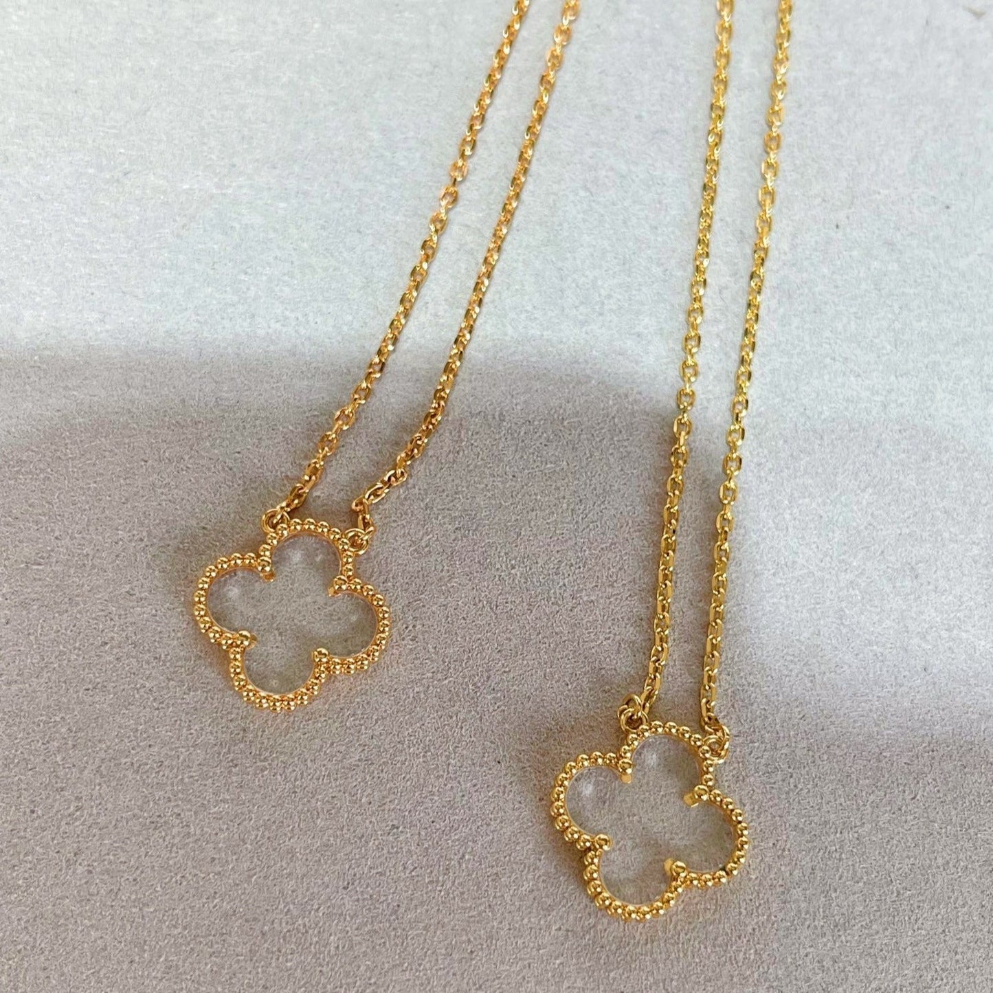 [ELAN LUXE]CLOVER ROCK CRYSTAL ROSE GOLD NECKLACE