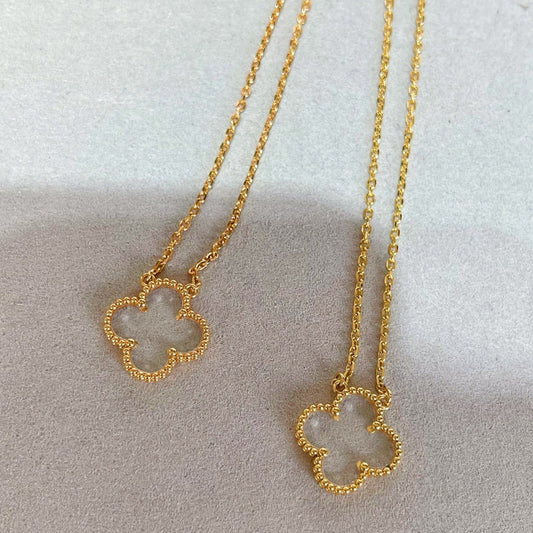 [ELAN LUXE]CLOVER ROCK CRYSTAL ROSE GOLD NECKLACE