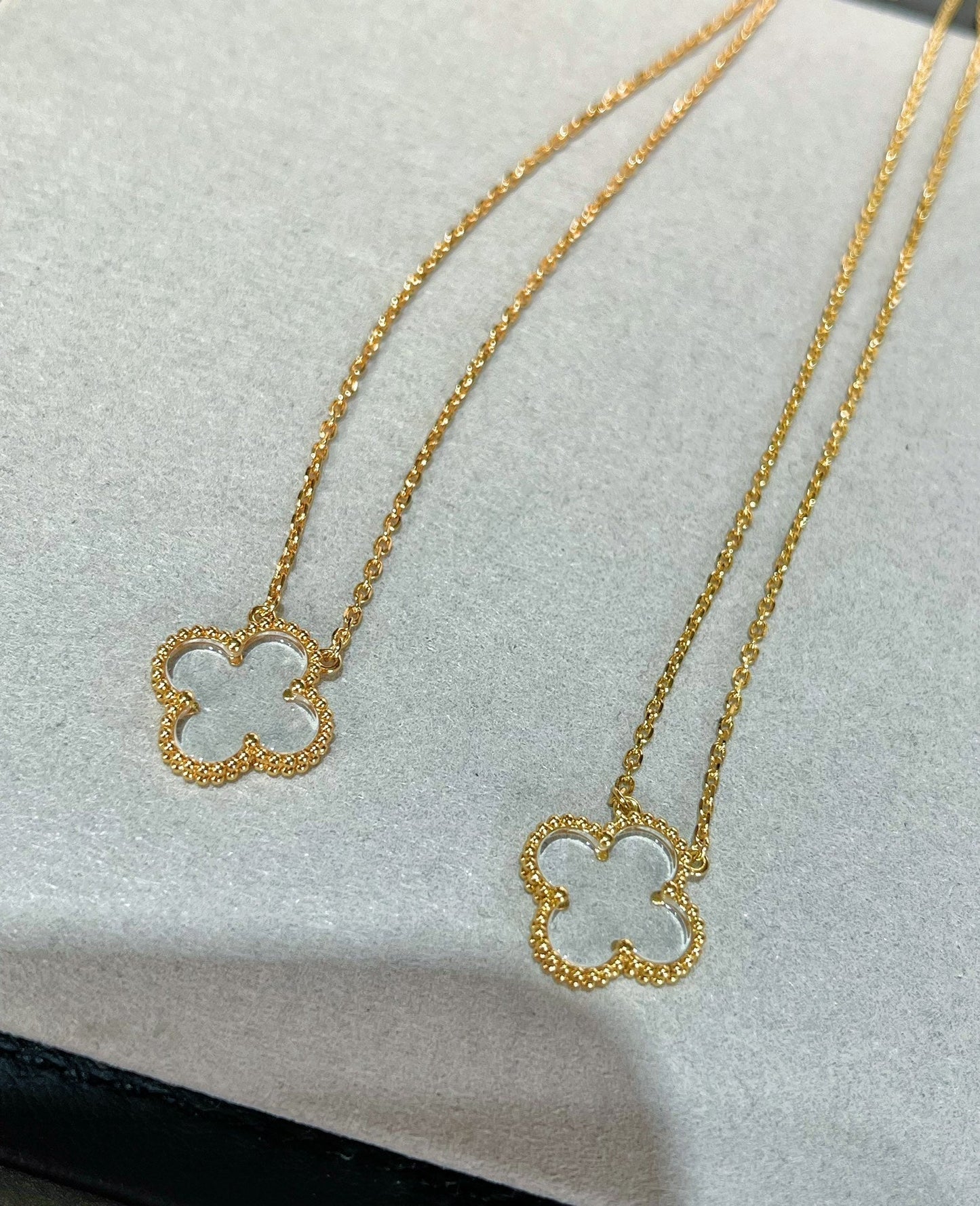 [ELAN LUXE]CLOVER ROCK CRYSTAL ROSE GOLD NECKLACE