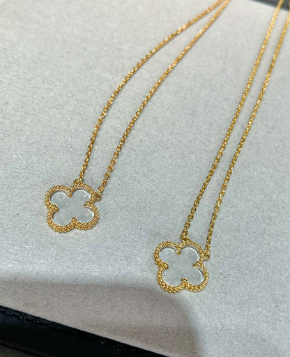 [ELAN LUXE]CLOVER ROCK CRYSTAL ROSE GOLD NECKLACE