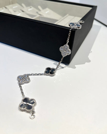 [ELAN LUXE]CLOVER 5 MOTIF SILVER DIAMOND BRACELET