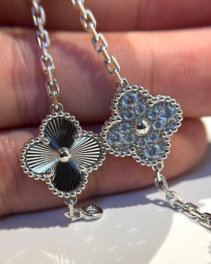 [ELAN LUXE]CLOVER 5 MOTIF SILVER DIAMOND BRACELET