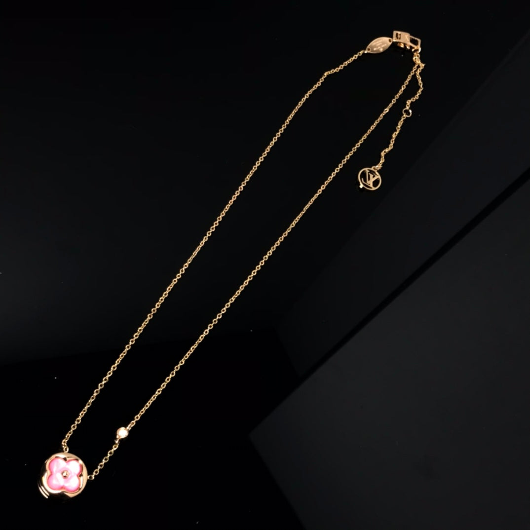 [ELAN LUXE]COLOR BLOSSOM PINK MOP SUN GOLD NECKLACE