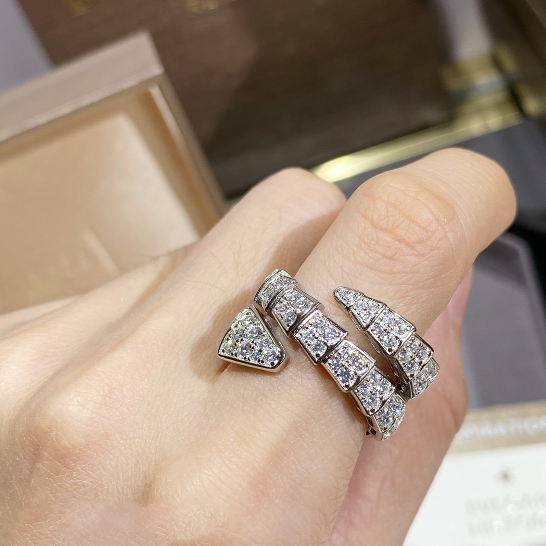 [ELAN LUXE]SERPENTI DOUBLE RING SILVER DIAMOND PAVED