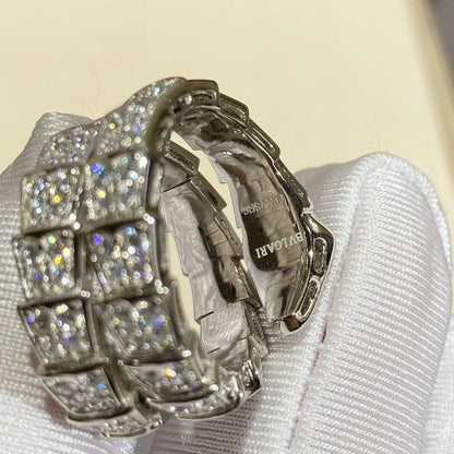 [ELAN LUXE]SERPENTI DOUBLE RING SILVER DIAMOND PAVED