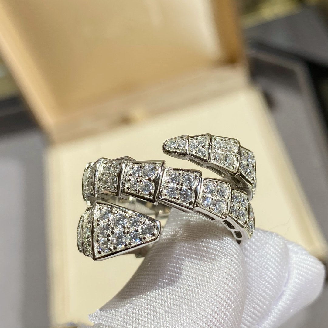 [ELAN LUXE]SERPENTI DOUBLE RING SILVER DIAMOND PAVED