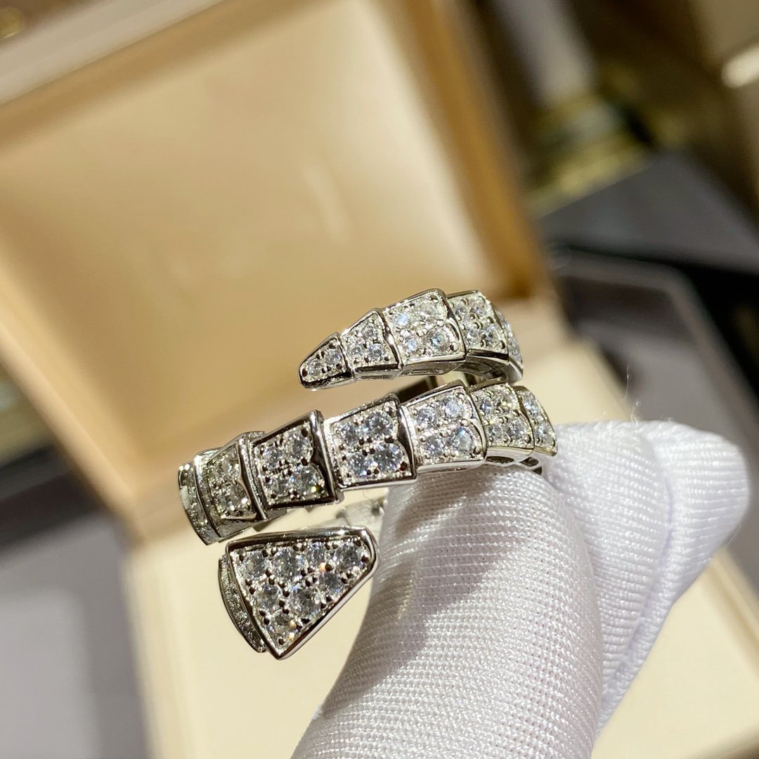 [ELAN LUXE]SERPENTI DOUBLE RING SILVER DIAMOND PAVED