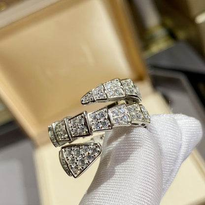 [ELAN LUXE]SERPENTI DOUBLE RING SILVER DIAMOND PAVED