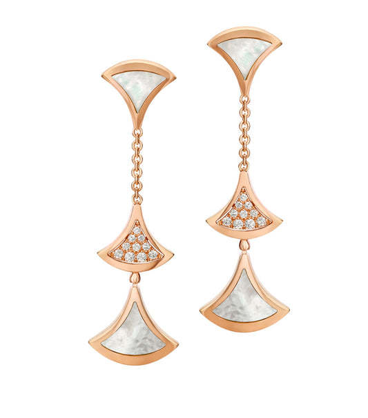 [ELAN LUXE]DREAM EARRINGS 3 MOTIFS DIAMOND MOP PINK GOLD