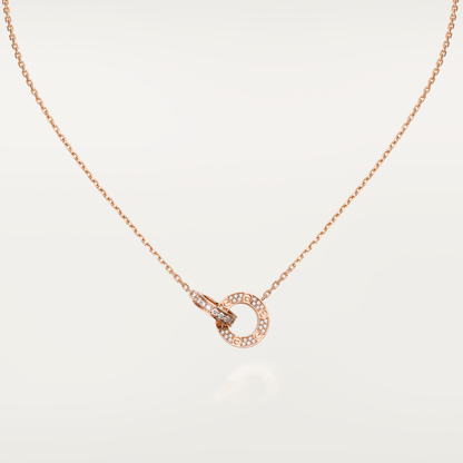 [ELAN LUXE]LOVE 7.6MM NECKLACE ROSE GOLD AND SILVER  FULL DIAMOND
