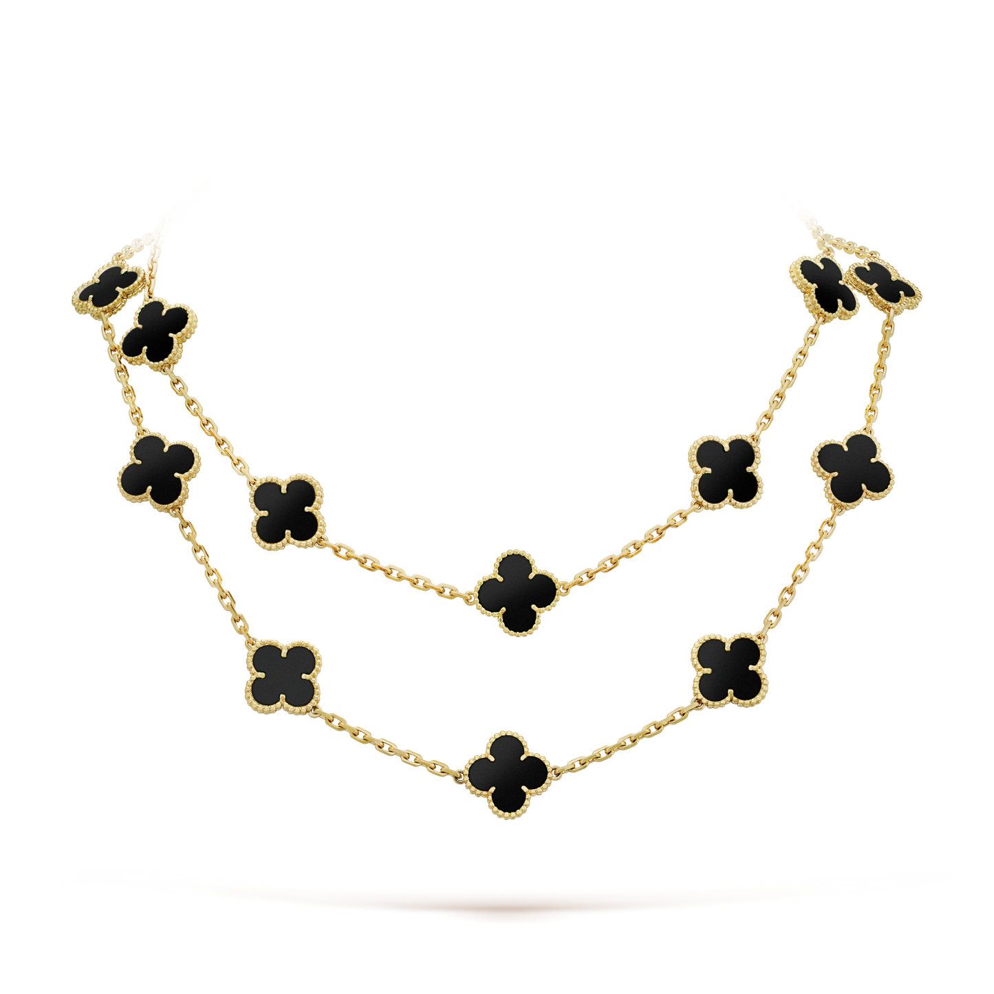 [ELAN LUXE]CLOVER 20 MOTIFS ONYX NECKLACE