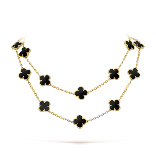 [ELAN LUXE]CLOVER 20 MOTIFS ONYX NECKLACE